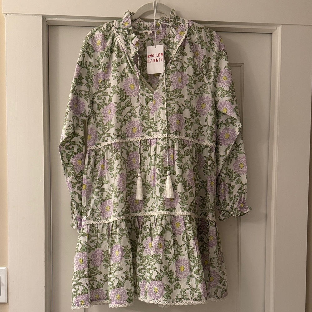 Brand new with tags. Roller Rabbit Green and Lavender Floral dress-XS